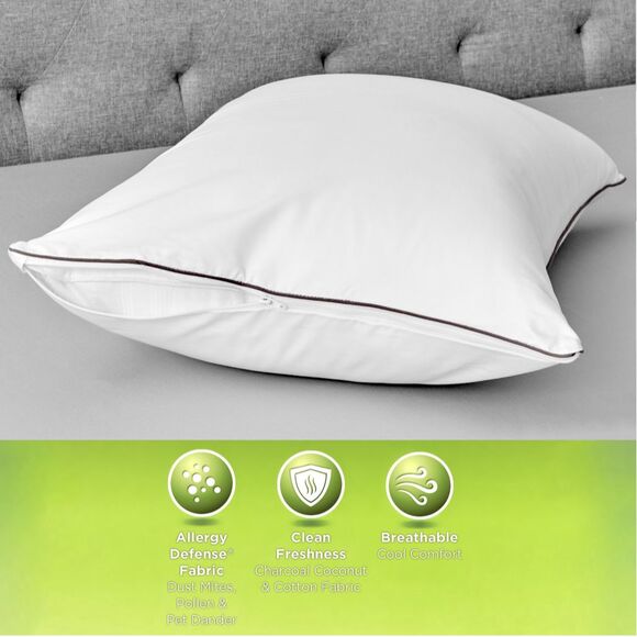 Allerease Spa Comfort Zippered Pillow Allergy Protection Standard/Queen 20 x 28" - Picture 4 of 9